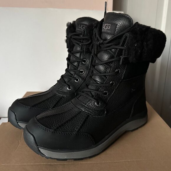 NIB UGG Adirondack III Black Leather Fur Lined Boots Women's Size 8.5  & 10 - Picture 1 of 8